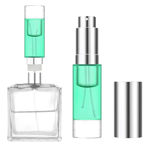 MUB Perfume Travel Refillable Atomizer Bottle 5ml Glass Overmolding Unique Top-Filling Leak-Proof Spray Bottle Atomizer Sprayer for Perfume Cologne Mini Travel Size Empty Pocket Portable - green - color: Green