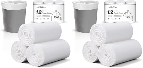 Charmount Small Trash Bags 1.2 Gallon, 102 Count Garbage Bags Bathroom Trash Can Liners,fit 4.5-5 Liter Clear (Pack of 2) - size: 1 Count (Pack of 204), style: 1.2 Gallon