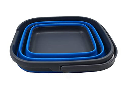 SAMMART 10L (2.6 Gallon) Collapsible Rectangular Handy Basket/Bucket (Grey/Blue, 1) - color: Grey/Blue