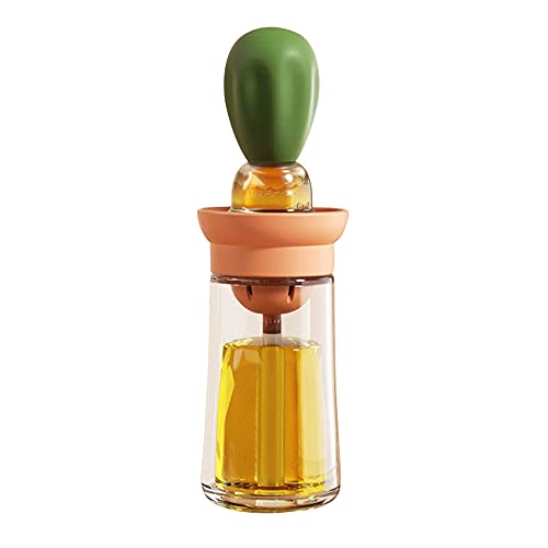 Oil Dispenser with Brush - Glass Olive Oil Dispenser for Kitchen, 2 IN 1 Oil Dispenser Bottle with Silicone Basting Brush for Cooking Vinegar Sauce BBQ Grill Frying, T-OB21, Green - color: Green