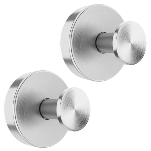 BKV Suction Cup Hooks for Glass Window,Removable Shower Hooks for Inside Shower,Metal Towel Hooks for Bathrooms,2 Pack(Silver) - color: Silver, size: 2 Pack