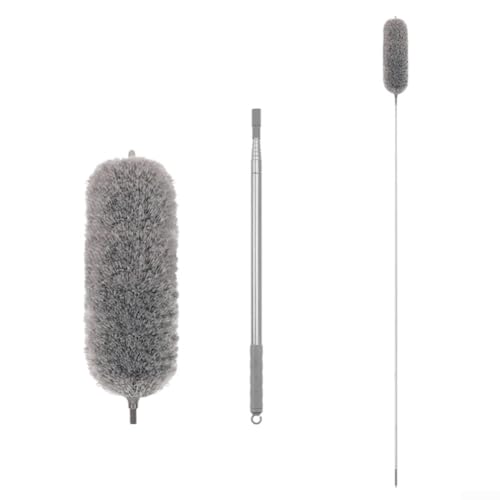 Microfiber Retractable with Telescopic for Prime Ceilings Extendable Duster Handle Grey Washable Electrostatic Dusting Tool Flexible Head 280cm(1.4M) - size: 1.4M