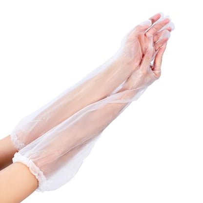20PCS Transparent Long Disposable Rubber Cleaning Gloves, 23.6in Plastic Dishwashing Gloves, Waterproof and Non-slip Disposable Plastic Glove for Housework, Kitchen, Dishwashing, Gardening