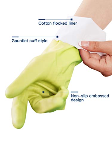 LANON wahoo Skin-Friendly Cleaning Gloves, Dishwashing Kitchen Gloves with Cotton Flocked Liner, Reusable, Non-Slip, Bud Tender, Small - color: Bud Tender, size: Small (Pack of 1)
