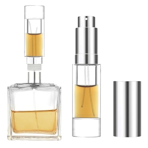 MUB Perfume Travel Refillable Atomizer Bottle 5ml Glass Overmolding Unique Top-Filling Leak-Proof Spray Bottle Atomizer Sprayer for Perfume Cologne Mini Travel Size Empty Pocket Portable (Clear) - color: Clear