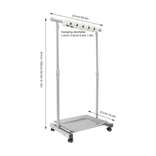 Wet Mops Rack Movable Broom Holder, Movable Closet Storage Cabinet Mop Rack with 5 Slots 6-Hook, Floor Standing Cleaning Tool Racks for Garden Garage Schools Hotels Hospitals Property Companies