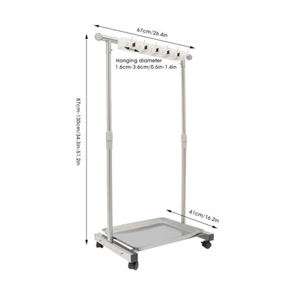 Wet Mops Rack Movable Broom Holder, Movable Closet Storage Cabinet Mop Rack with 5 Slots 6-Hook, Floor Standing Cleaning Tool Racks for Garden Garage Schools Hotels Hospitals Property Companies
