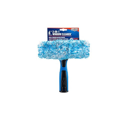 Unger Professional Connect and Clean 2-in-1 Squeegee and Scrubber, 6” Window Cleaning Tool, Commercial and Residential Use, Washer Cleaner Supplies to Remove Excess Water and Dry
