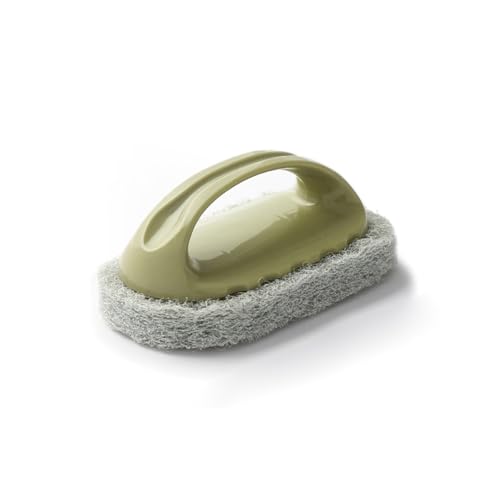 Cleaning Brush for Bathroom Kitchen All Purpose Shower Sponge Scrubbing Brush with Ergonomic Handle (Green) - color: Green