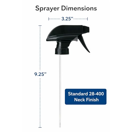 28-400 Black Trigger Sprayer – Spray/Stream/Off Nozzle, 9.25” Dip Tube, 1.3cc Output – Heavy-Duty PP Plastic Replacement Sprayer (2 -Pack) (Bottles Not Included)
