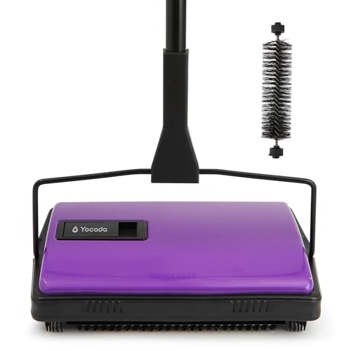 Yocada Carpet Sweeper Cleaner Manual Household Sweeper for Home Office Low&Undercoat Carpets Rugs Pet Hair Dust Scraps Paper Small Rubbish Cleaning with a Brush 48.03"