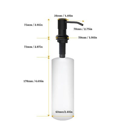 Soap Dispenser for Kitchen Sink, Built in Sink Soap Dispenser Lotion Dispenser with 17 OZ Bottle, Refill from The Top Bar Sink Soap Dispenser, Black (1 Pack) - color: Black 01, size: Comes with 17 OZ Bottle
