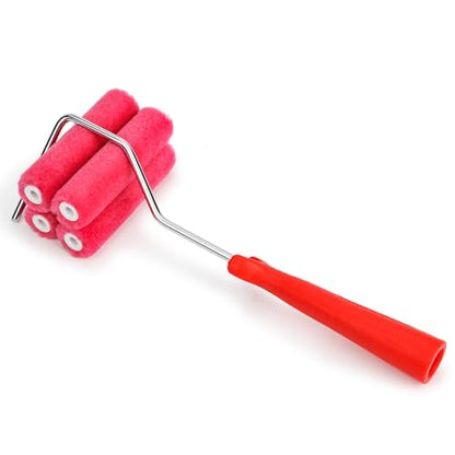 4 Inch Mohair Paint Roller Covers, 1/4" Nap, 5 Pack Lint-Free Small Paint Roller Refills with Frame Kit, Mini Rollers for Painting Cabinets, Door, Walls, Furniture, Trim, All Paints & Stains - color: 5pcs