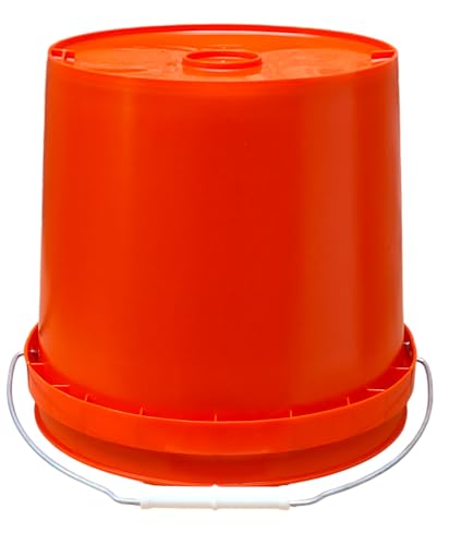 2 Gallon Bucket with Lid & Handle Food Safe BPA Free PolyEthylene Plastic HDPE Leak Proof Seal Heavy Duty Storage Container Pail 75mil Metal Handle Premium Quality Buckets FDA Compliance (Orange) - color: Orange