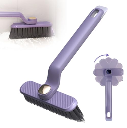 Multi-Function Rotating Crevice Cleaning Brush, 360 Degree Rotating Crevice Cleaning Brush, Hard Bristle Crevice Gap Brush, Corners Cleaning Tool for Cleaning Bathroom, Kitchens Tile Floors (Purple) - color: Purple