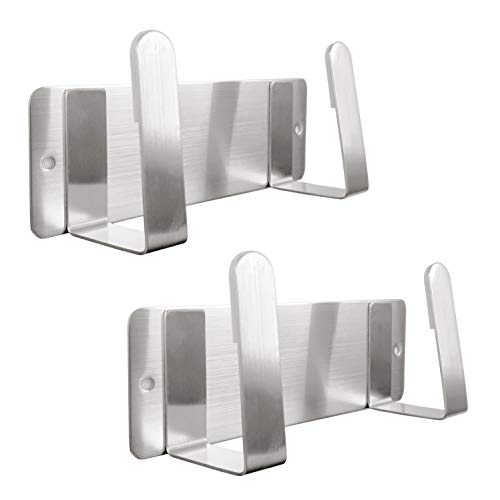 Pot Lid Rack, Wall Mounted 304 Stainless Steel Pan Lid Organizer Holder, 3M Self Adhesive, Kitchen Cooking Utensil Tool (Silver, Set of 2) - color: Silver(Set of 2)