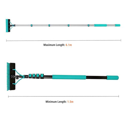 Water Fed Pole Kit, 20FT Solar Panel Cleaning Pole with Extendable Handle, 180° Rotatable Brush Head & 65.6FT Hose, Household & Outdoor Window Cleaner Tool for Caravan Solar Panel Deck - size: 20FT
