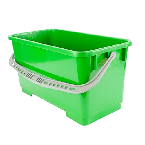 Pulex 6 Gallon Durable Lightweight Mop Bucket with Squeegee Carrying Clips and Ergonomic Handle for Floor and Window Cleaning - Lime Green