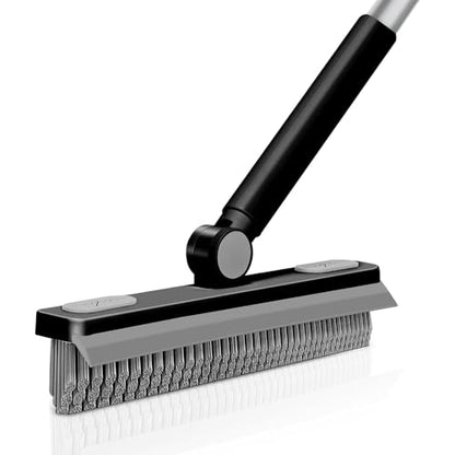 Floor Scrub Brush, Grout Cleaner with Long Handle, V-Shaped Grout Cleaner for Deep Cleaning, Deck Crevice Scrubbing Tool, Adjustable Handle, Multi-Surface Cleaning Brush (Black) - color: Black