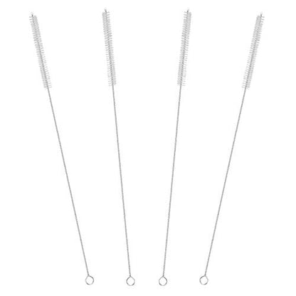 Drinking Straw Cleaning Brushes Set 15" Extra Long 10mm Extra Wide Pipe Tube Cleaner Nylon Bristles Stainless Steel Handle - 15" x 3/8" (10mm) - Set of 4