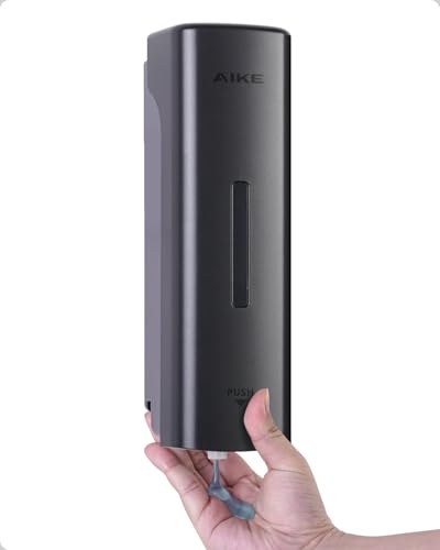 AIKE EasyPush Liquid Wall Mount Soap Dispenser,11.8 fl.oz. for Commercial and Home(Dark Silver) - color: Dark Silver, size: Single Chamber