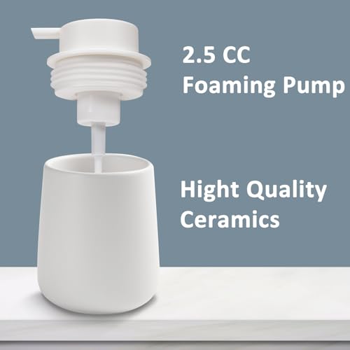 Soap Foaming Dispenser Ceramic with Easy-to-Press Pump Hand Foam Dispenser for Shampoo Bathroom Kitchen 12 oz - color: Foam-white