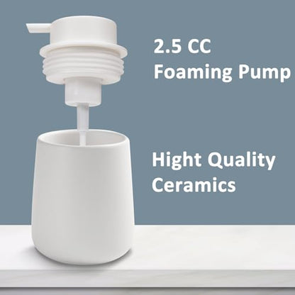 Soap Foaming Dispenser Ceramic with Easy-to-Press Pump Hand Foam Dispenser for Shampoo Bathroom Kitchen 12 oz - color: Foam-white