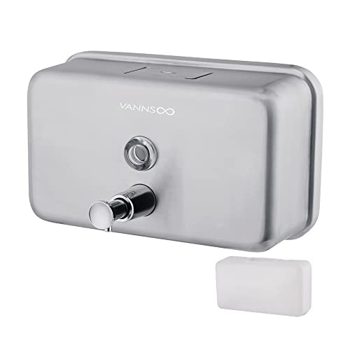 Commercial Wall Mount Stainless Steel Soap Dispenser, Rust-Proof Lining Liquid Hand Sanitizer Dispenser Bathroom 1100 ml / 37 oz. (Horizontal) - size: Horizontal
