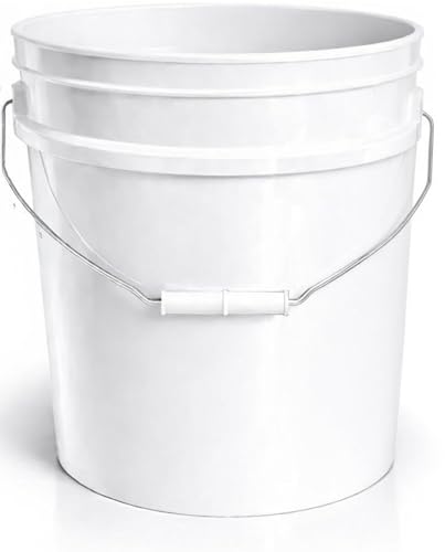 5 Gallon Food Grade Plastic Bucket, Open Head Pail with Handle, 12-3/8 in Diameter x 14-3/4 in Height (White, 1 Pack) - color: White, size: 1 Pack