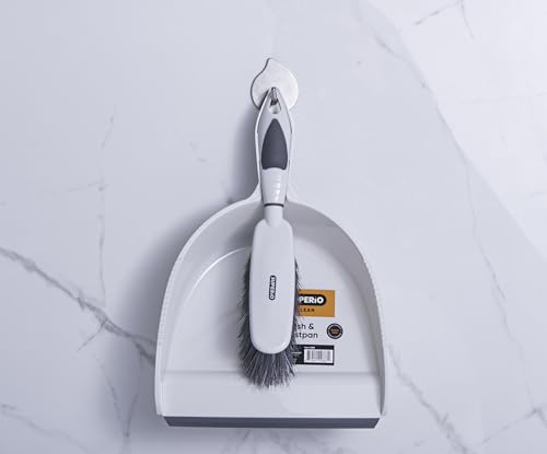 Dustpan and Brush Set, Hand Broom with Ergonomic Grip Handle - Rubber Edge for Easy Dirt Pickup, Durable Material - Grey & Blue Hand Brush by Superio, 2-Pack - color: Blue & Grey