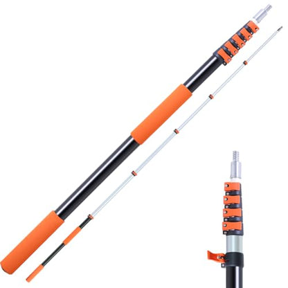 Telescoping Extension Pole 5-12 ft, Reaches 18 ft. Lightweight Aluminum Alloy with Easy Flip-Lock. for Paint Roller, Window Cleaning, Dusting & More - size: 12ft