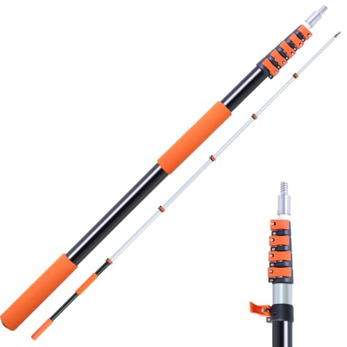Telescoping Extension Pole 5-12 ft, Reaches 18 ft. Lightweight Aluminum Alloy with Easy Flip-Lock. for Paint Roller, Window Cleaning, Dusting & More - size: 12ft