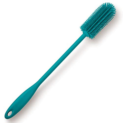 Silicone Bottle Brush, Water Bottle Cleaner Brush with Long Handle, Perfect for Cleaning Narrow Neck Containers, Vacuum Sports Bottle, Tumblers, Flask, Glassware (1 Pack, Turquoise) - color: Turquoise