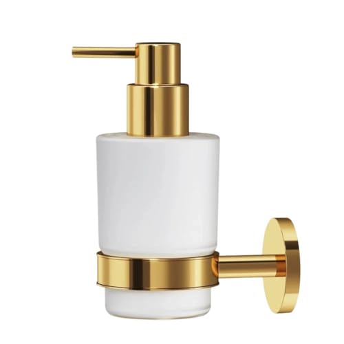 Soap Dispenser, Zinc Alloy + Frosted Glass Soap Dispenser Set with Pump,Wall Mounted Bath Accessories for Bathroom and Kitchen,Gold - color: Gold
