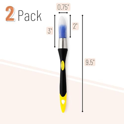 Bates- Trim Paint Brush, 0.75 Inch, 2 Pack, Ergonomic Non-Slip Handle, Synthetic Bristles, Trim Brushes for Painting, Yellow and Black - color: Yellow-black, size: 0.75 inch, 2 Pack
