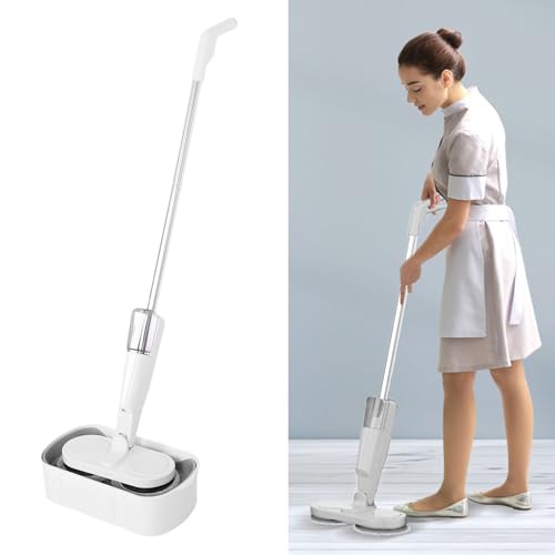 SUNGOOYUE Cordless Electric Mop, USB Rechargeable Spin Mop Cleaner with Large Water Container and LED Light for Wet Dry Hard Floor Cleaning, Wood Tile Laminate Floor Care