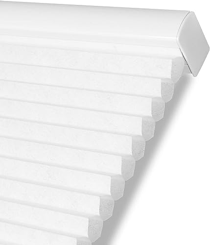 Persilux Light Filtering Cordless Cellular Shades 1.5" Cellular Blinds for Windows, Office, and Sliding Glass Doors, White, 29" W x 60" H