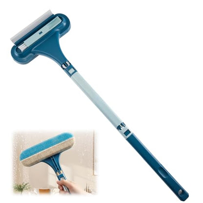Window Screen Cleaning Brush, 3 in 1 Window Screen Cleaner Brush with Squeegee and Detachable Long Handle,Wet Dry Dual-Use Mesh Screen Cleaner Tool for Dusty Corners, Patio Door Porch Screens(Blue)
