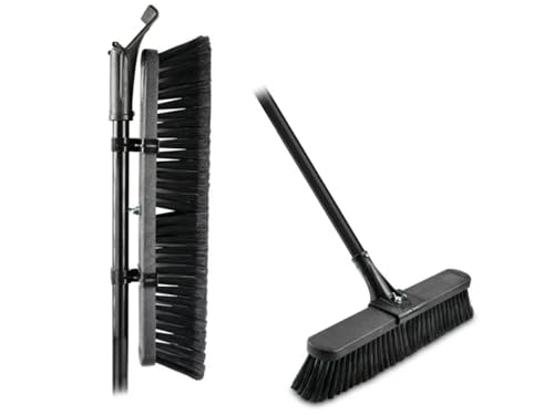 18" High Power Push Broom, Heavy-Duty Multi-Surface Rough Sweep Broom with Clamp & Bolt Handle, Recycled PET Bristles for Garage & Driveway