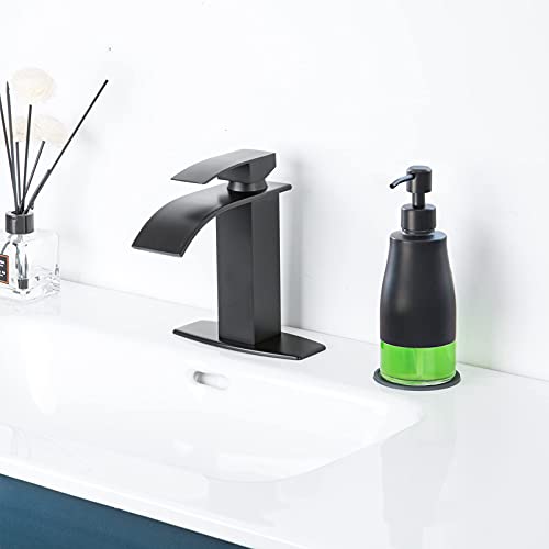 Gaussra Black Soap Dispenser with Coasterand Stickers, Refillable Liquid Stainless Steel Soap Dispenser for Kitchen Sink, Bathroom Countertop (11OZ / 320ML) - color: Matte Black