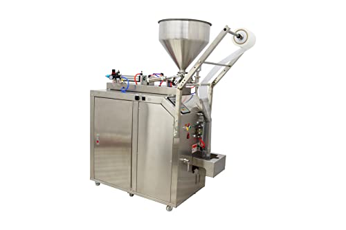 INTBUYING Automatic Quantitative Paste Liquid Filling Packing Machine 10-100ml Stainless Steel Automatic Liquid and Paste Filling Sealing Machine for Water Milk Oil Vinegar 110V