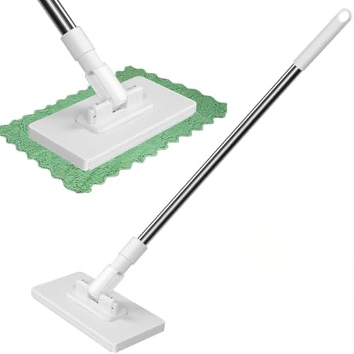 Disposable Dust Mop with 10 Reusable Cloths Retractable Gap Cleaner Flat Mop 39 Inch Long Handle Multi Surface Sweeper Stick