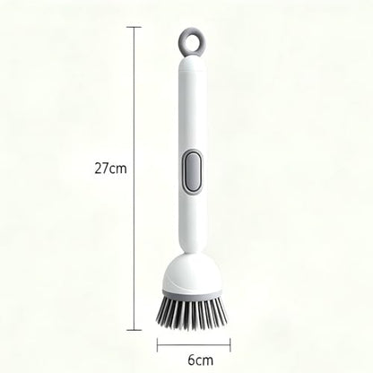 Adjustable & Rotatable Dish Brush with Press-Type Detergent Dispenser, 6 Angles & Scratch-Free Bristles, Wall Mounted Kitchen Scrub Brush for Pots, Pans, Dishes, Utensils, Sinks, Stoves & Cookware
