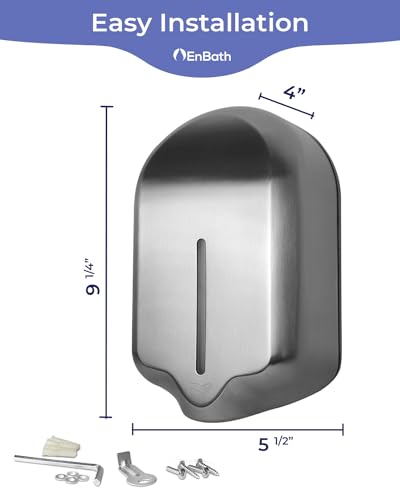 Automatic Soap Dispenser Wall Mount with Extra Large 40oz Capacity & Premium Grade 304 Stainless Steel - Touchless Commercial Hand Soap/Sanitizer Dispenser for Bathrooms (ADA Compliant) by EnBath