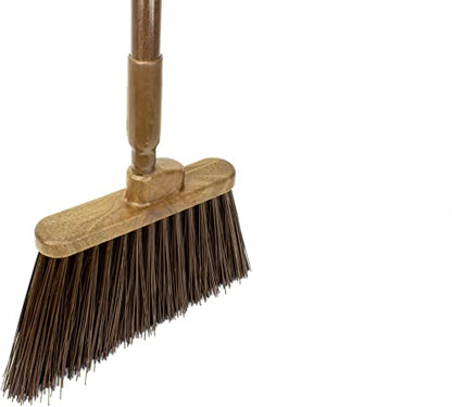 SPARTA 41083EC01 Plastic Color Coded Broom, Unflagged Bristles, Long Broom With Angled Head For Small Debris Cleaning, 56 Inches, Brown - color: Brown