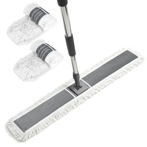 Masthome Commercial Dust Mop, 39" Microfiber Floor Mop with 64" Adjustable Handle, Total 2 Reusable Pads, 360° Swivel Wet Dry Mops for Hardwood Tile Marble Laminate Home Hotel Office Warehouse - color: Extra Large Grey