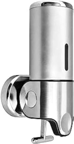 Manual Pressing Head Wall Mounted Soap Dispenser Shower Liquid Shampoo & Soap Dispenser with Translucent Container (500ml-Silver)