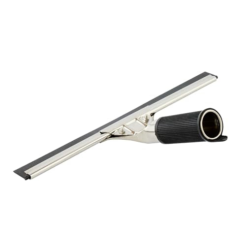 Restaurantware-Clean Tek Professional 11.81 Inch Window Squeegee, 1 Cleaning Squeegee with Rubber Blade - No-Slip Handle, Clean Mirror Or Car Windshield, Stainless Steel Wiper for Glass Door - size: 11 3/4", style: Stainless Steel, with Black Rubber Grip
