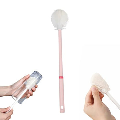 360° Flexible Silicone Bottle Brush with Long Handle,2026 New Multifunction Cleaning Foldable Cleaning Tool,Soft Bristle Silicone Cup Brush for Narrow Neck Bottles,Water Bottles (Pink A/1pcs) - color: Pink a/1pcs