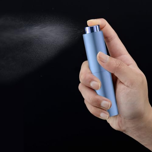 Tekson 10ml Travel Perfume Atomizer Refillable, Mini Cologne Spray Bottle Empty, Small Coffee Spray Bottle (Blue) - color: blue